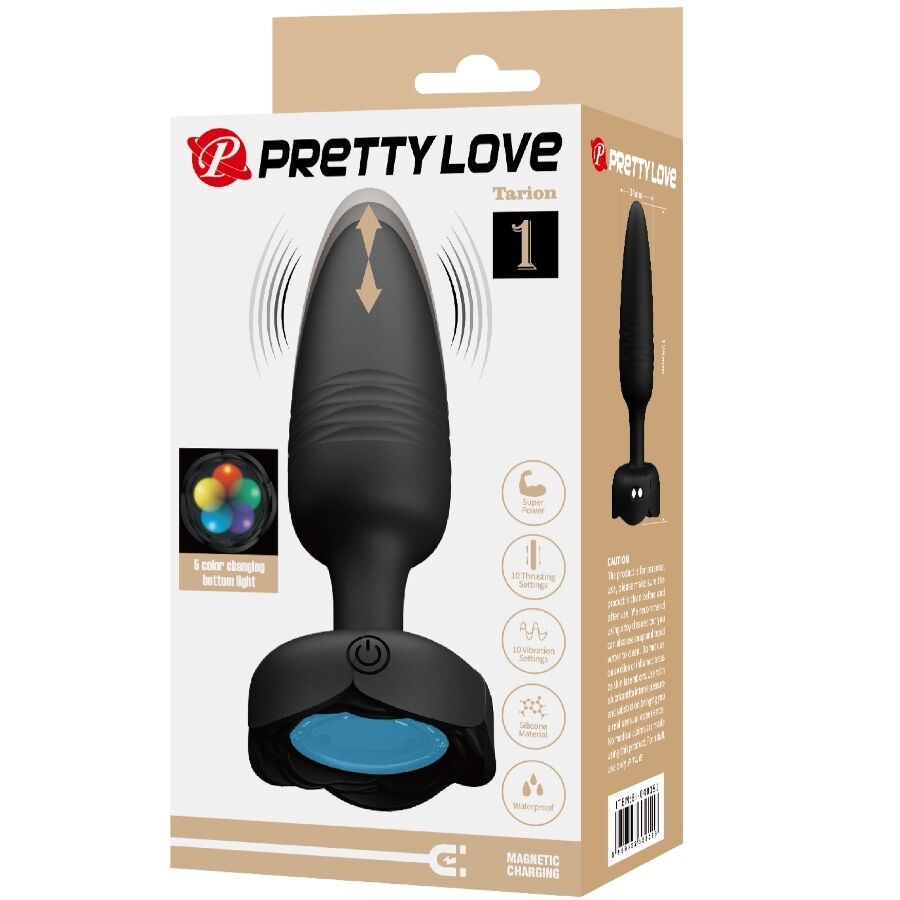 PRETTY LOVE - TARION ANAL PLUG WITH LED LIGHT BLACK 12.5 CM