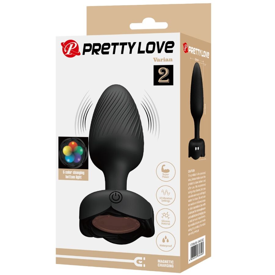 PRETTY LOVE - VARIAN ANAL PLUG WITH LED LIGHT BLACK 10.8 CM