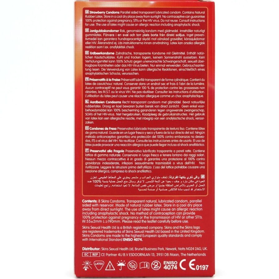 SKINS - STRAWBERRY PREMIUM CONDOMS PACK 8
