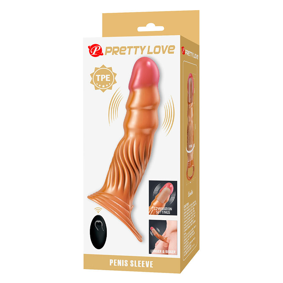 PRETTY LOVE - TEXTURED PENIS SLEEVE WITH VIBRATION AND REMOTE CONTROL