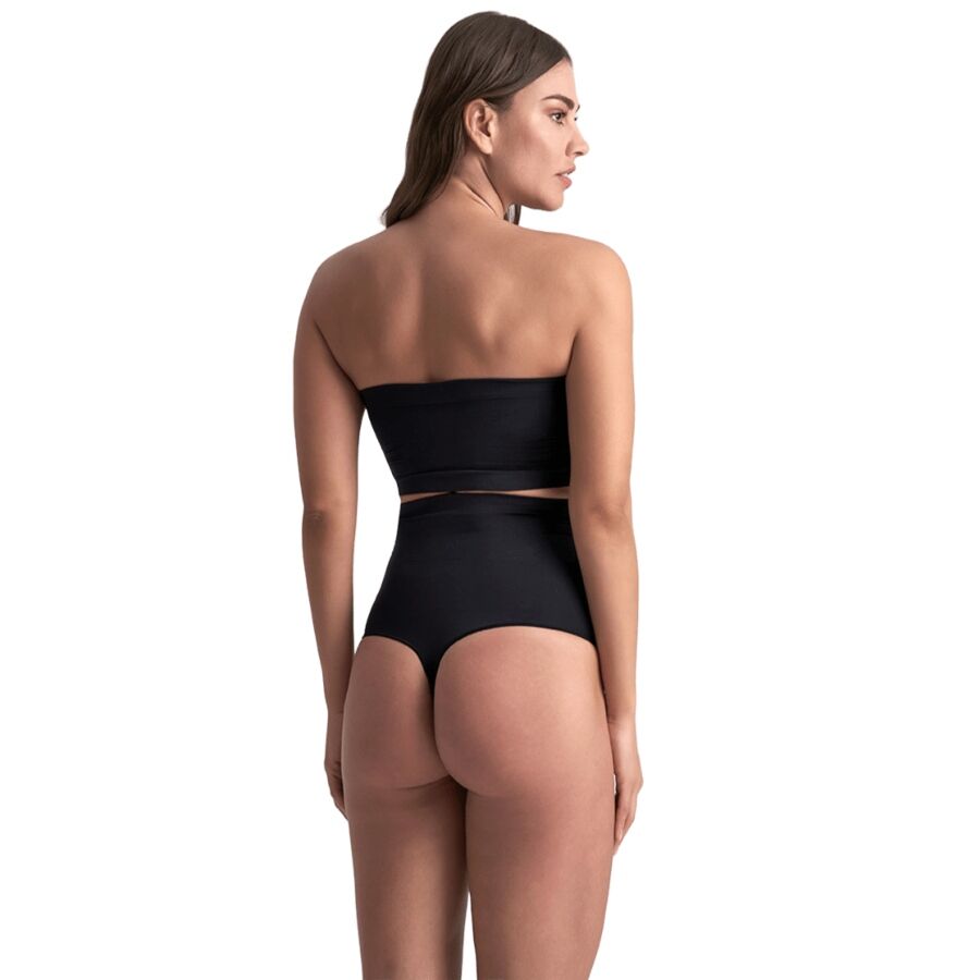BYE-BRA - SOFT TOUCH BEZSZWOWE STRINGI Z WYSOKIM STANEM BEŻOWE ROZMIAR S