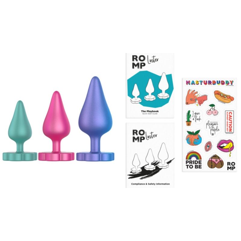 ROMP - LUSTER ANAL TRAINING KIT S/M/L WITH FLOWER-SHAPED BASE