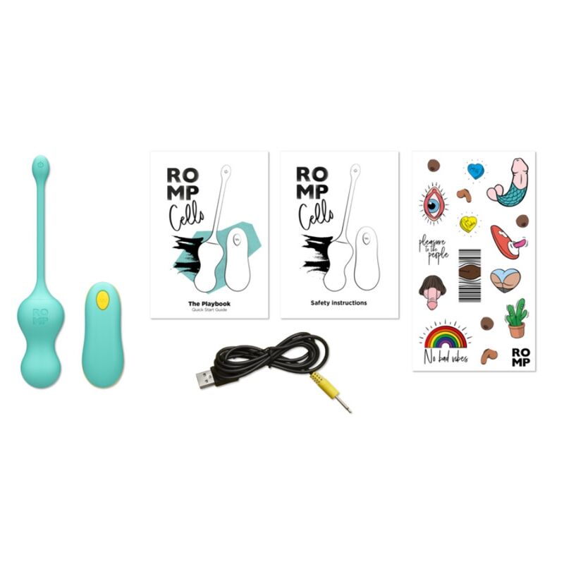 ROMP - CELLO MULTIFUNCTION VIBRATING EGG TURQUOISE REMOTE CONTROL