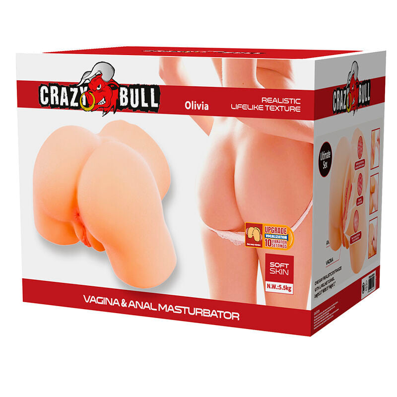 CRAZY BULL - OLIVIA DOPPELTER VAGINAL- UND ANALVIBRATIONSMASTURBATOR FLESH