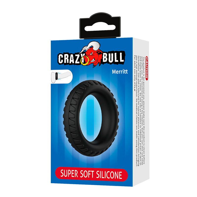 CRAZY BULL - MERRITT TEXTURED SILICONE COCK RING BLACK