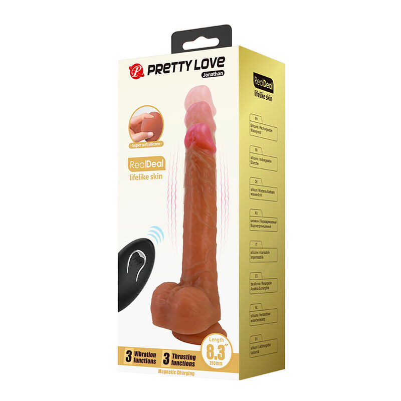 PRETTY LOVE - JONATHAN REALISTISCHER STOSSVIBRATOR MIT FERNBEDIENUNG, BRAUN
