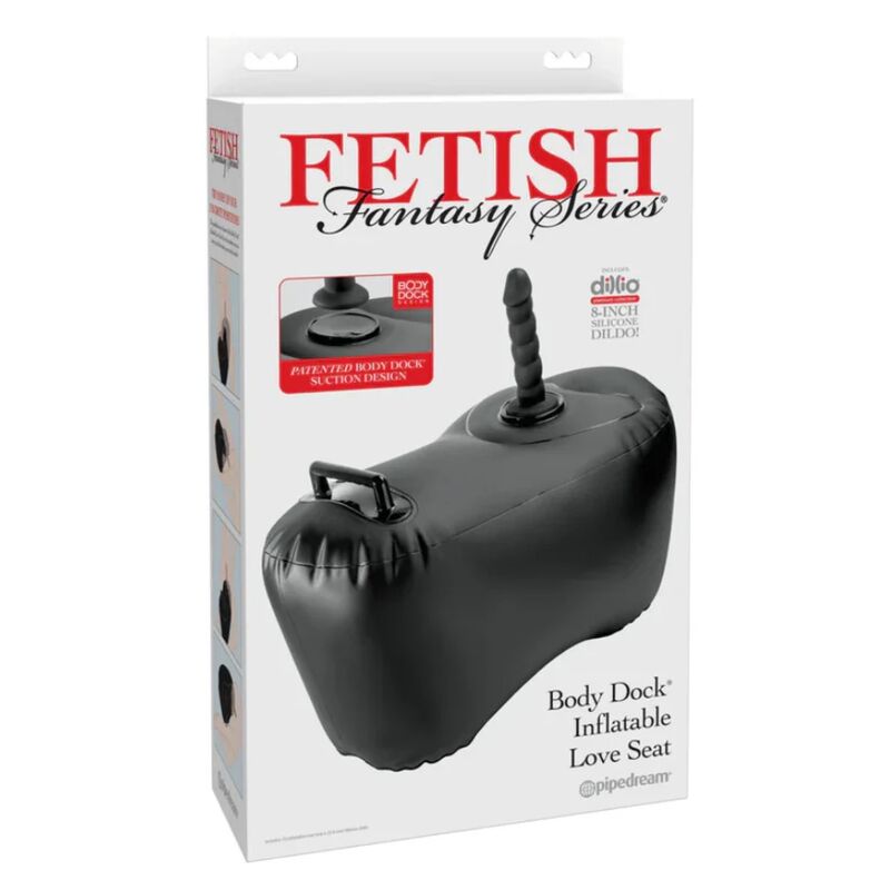 FETISH FANTASY SERIES - BODY DOCK INFLATABLE LOVE SEAT WITH DILDO 69.2 CM BLACK