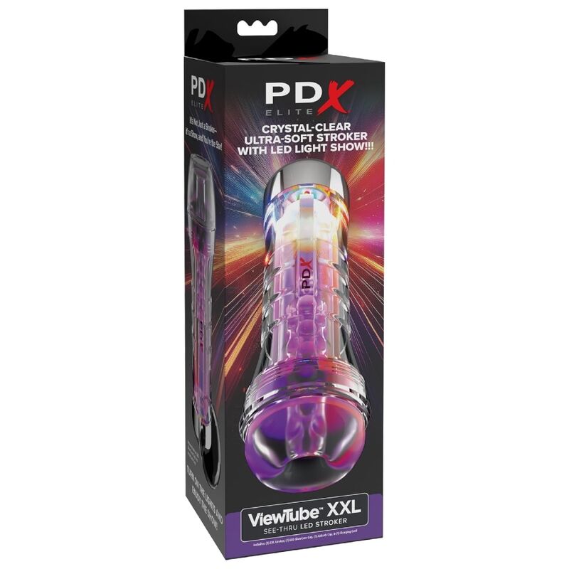 PDX ELITE - VIEWTUBE XXL LED TRANSPARENT STROKER 27.3 CM