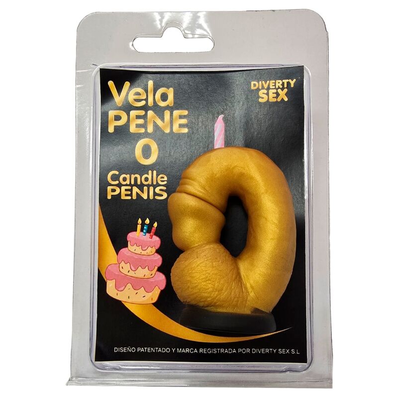 DIABLO PICANTE - ŚWIECA PENIS W KSZTAŁCIE CYFRY 0 W KOLORZE ZŁOTYM