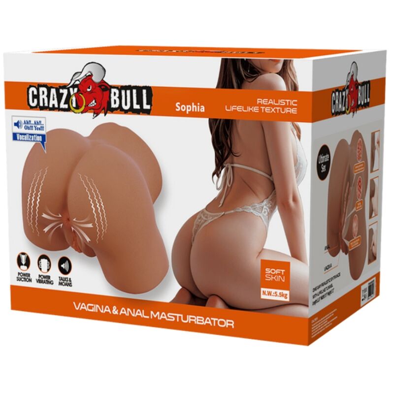 CRAZY BULL - SOPHIA REALISTIC FEMALE BUTT VIBRATOR AND SUCKER WITH SOUND 5.5 KG