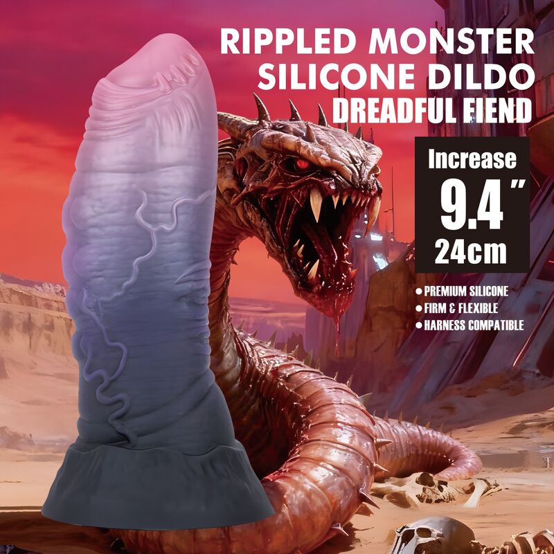 POWER MONSTERS - DREADFUL FIEND BICOLOR FANTASY SILICONE DILDO 24 CM Ø 6 CM