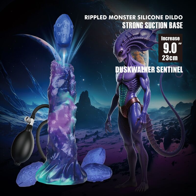 POWER MONSTERS - DUSKWALKER SENTINEL TREFARVET OPBLÆSELIG FANTASY-DILDO I SILIKONE 23 CM Ø 5 CM