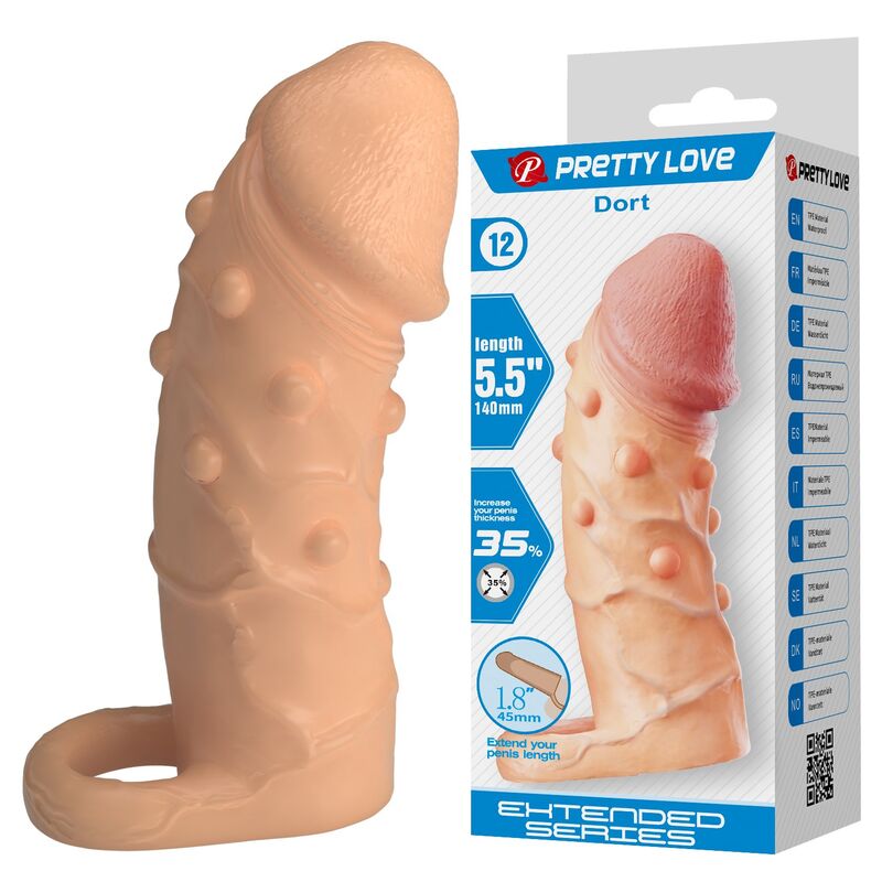 PRETTY LOVE - MANICOTTO DI ESTENSIONE DEL PENE DORT 14 CM Ø 4 CM NATURALE