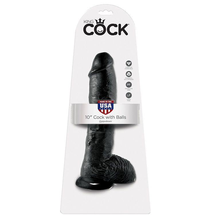 KING COCK - DILDO BLACK WITH BALLS 25.4 CM