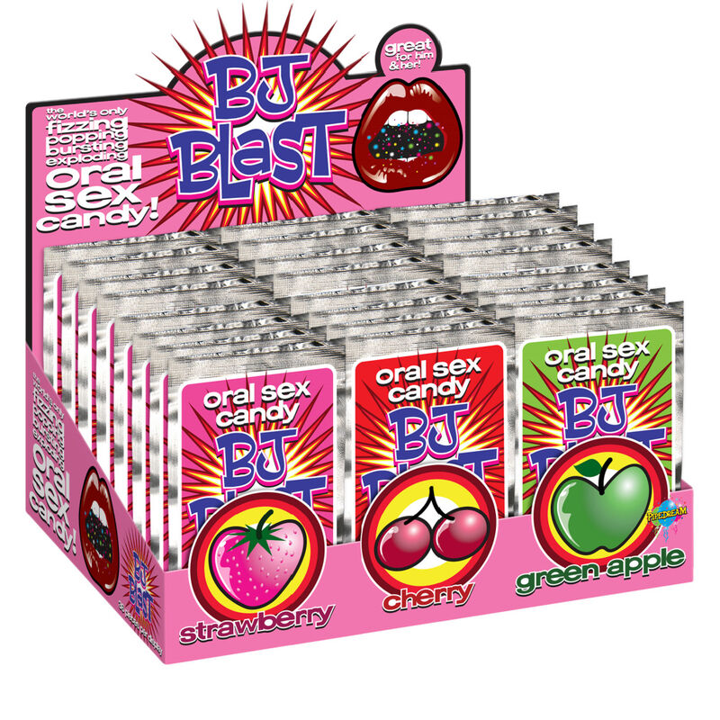 PIPEDREAM - BJ BLAST STRAWBERRY / CHERRY AND GREEN APPLE - DISPLAY - 36 PC