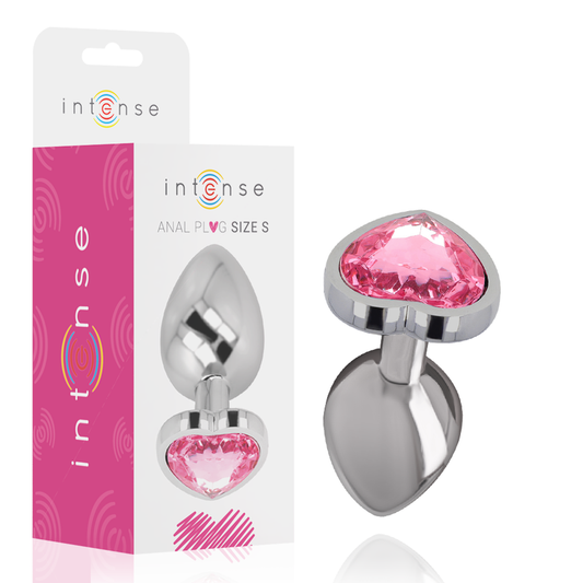 INTENSE - ALUMINIOWY METALOWY KOREK ANALNY ROZOWE SERCE ROZMIAR S
