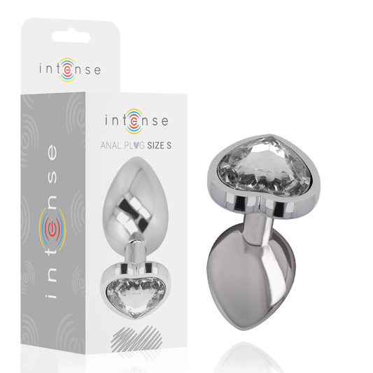 INTENSE - ALUMINIOWY KOREK ANALNY Z BIALEGO SERCA, ROZMIAR S