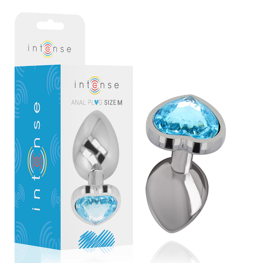 INTENSE - ALUMINIOWY METALOWY KOREK ANALNY NIEBIESKIE SERCE ROZMIAR M