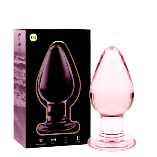 NEBULA SERIES BY IBIZA - MODEL 3 KOREK ANALNY ZE SZKLA BOROSILIKATOWEGO ROZOWY 11 CM -O- 5 CM