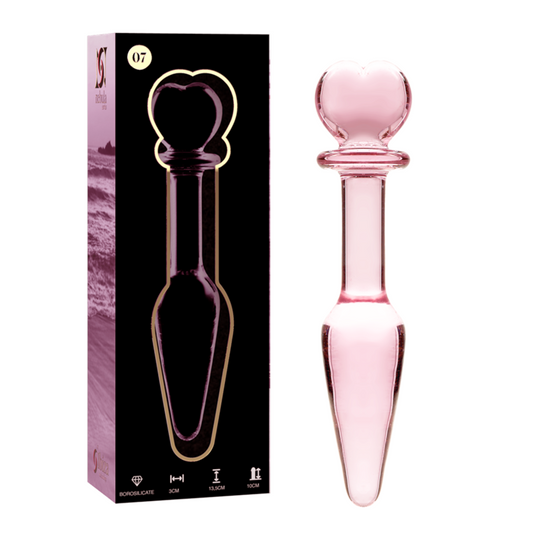 NEBULA SERIES BY IBIZA - MODEL 7 KOREK ANALNY ZE SZKLA BOROSILIKATOWEGO ROZOWY 13.5 CM -O- 3 CM