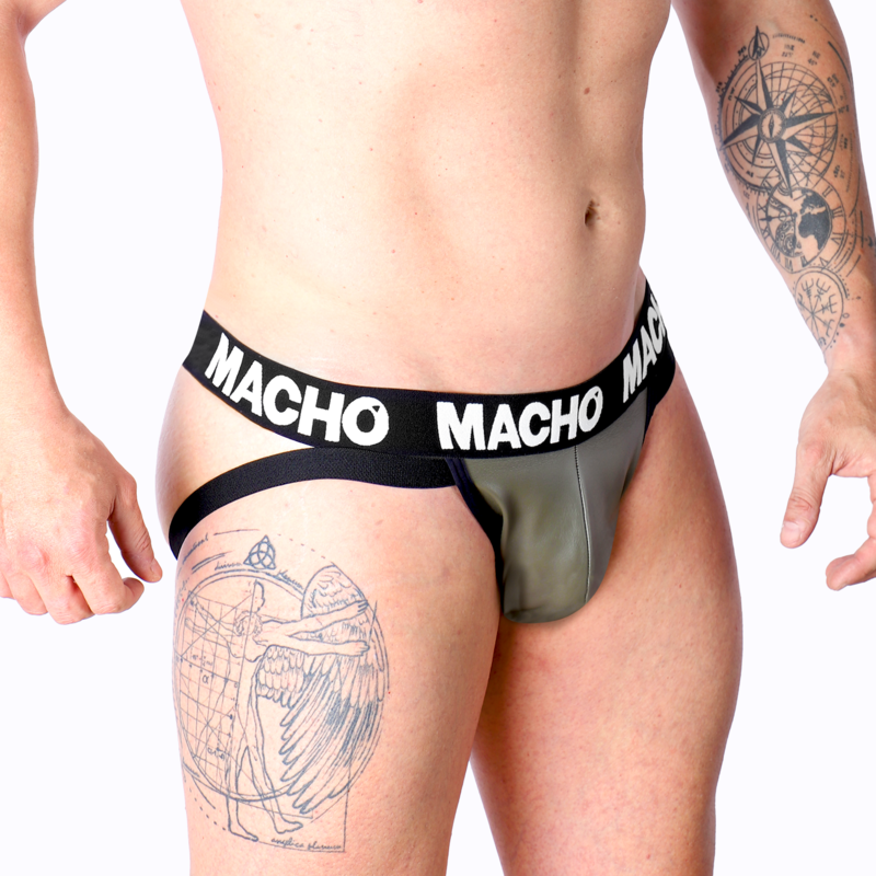 MACHO - MX27GR JOCK LEATHER GRAY BEIGE L
