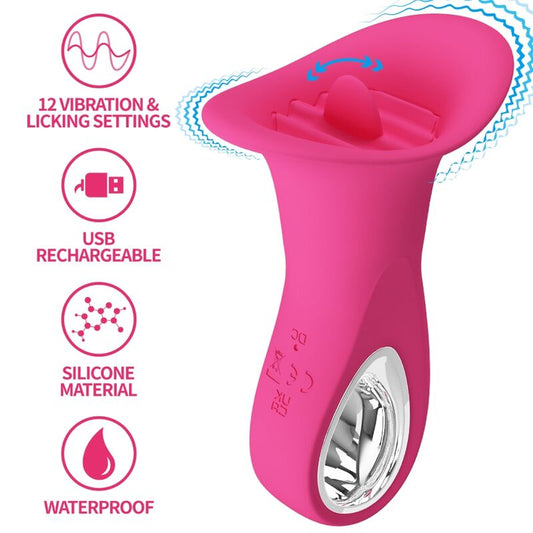 PRETTY LOVE - CLYDE WIBRATOR ORALNY WIBRATOR JĘZYK WIBRACYJNY 12 WIBRACJI RÓŻOWY