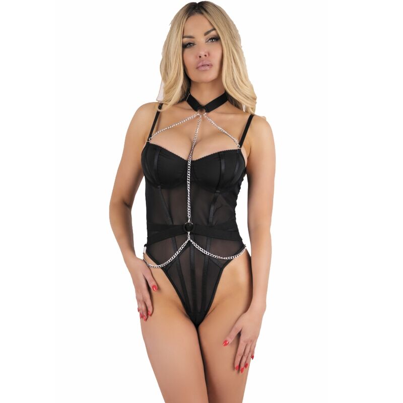 LIVCO CORSETTI FASHION - RUBIKA LC XG079 BODY WITH CHOKER BLACK L