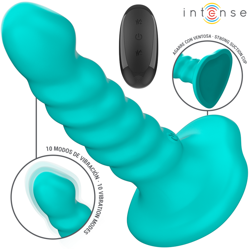 INTENSE - VIBRATORE BUFFY TAGLIA S DESIGN A SPIRALE 10 VIBRAZIONI TELECOMANDO BLU
