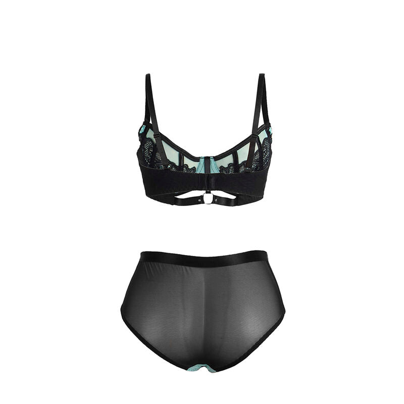 SUBBLIME - 955564 GREEN PATENT LEATHER MESH ZIPPER BRA SET L/XL