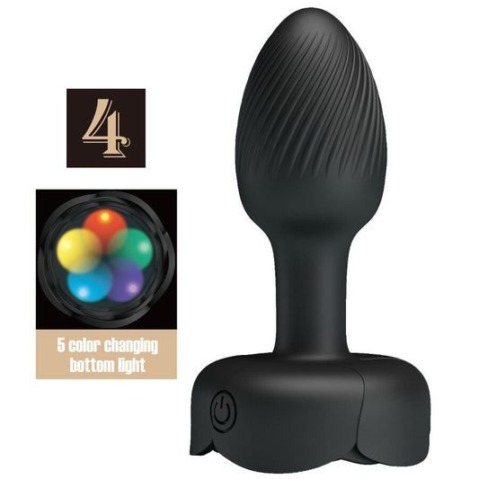 PRETTY LOVE - OLMAN ANALPLUG MED LED-LJUS SVART 8.8 CM