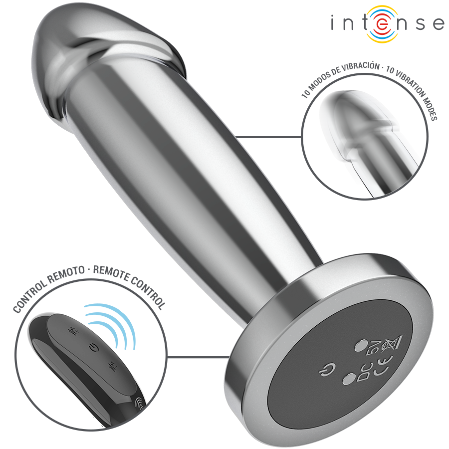 INTENSE - ANAL PLUG 10 VIBRATIONS METAL DILDO WITH REMOTE CONTROL S
