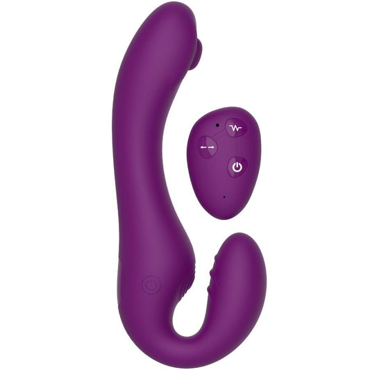 XOCOON - 2 I 1 AXELBANDSLÖS STRAP-ON-VIBRATOR MED FJÄRRKONTROLL LILA
