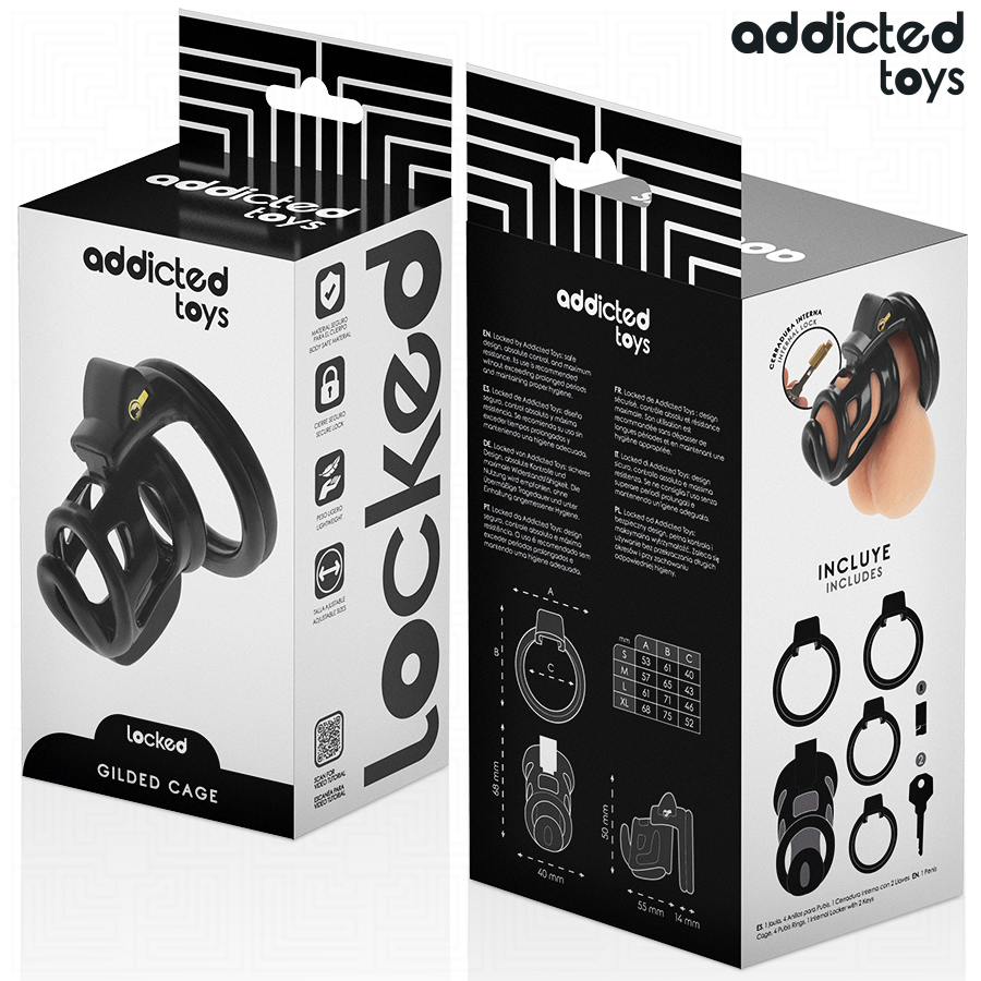 ADDICTED TOYS LOCKED - GILDEN CAGE SILICONE PENIS CAGE 8.5 CM