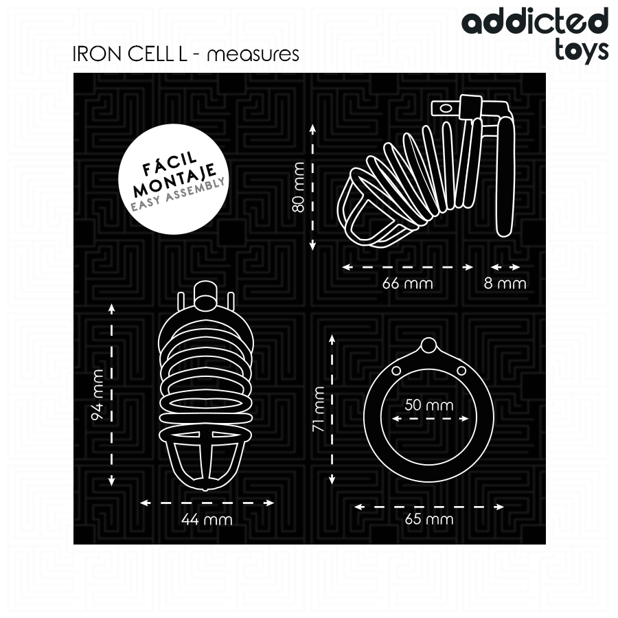 ADDICTED TOYS LOCKED - IRON CELL METAL PENIS CAGE 5 CM SIZE L