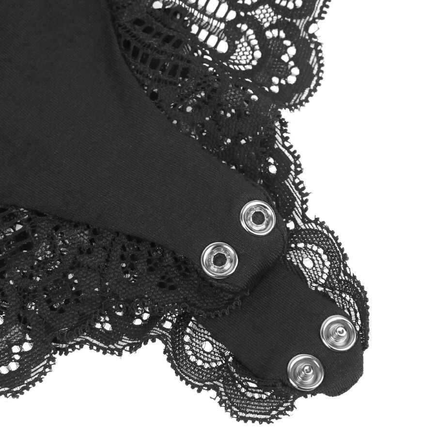 SUBBLIME - BLACK FLORAL LACE DETAIL TEDDY L/XL