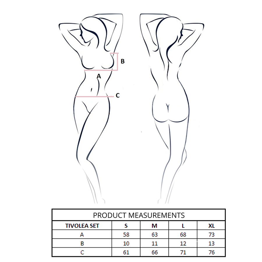 PASSION - TIVOLEA BRA + THONG SET BLACK L/XL