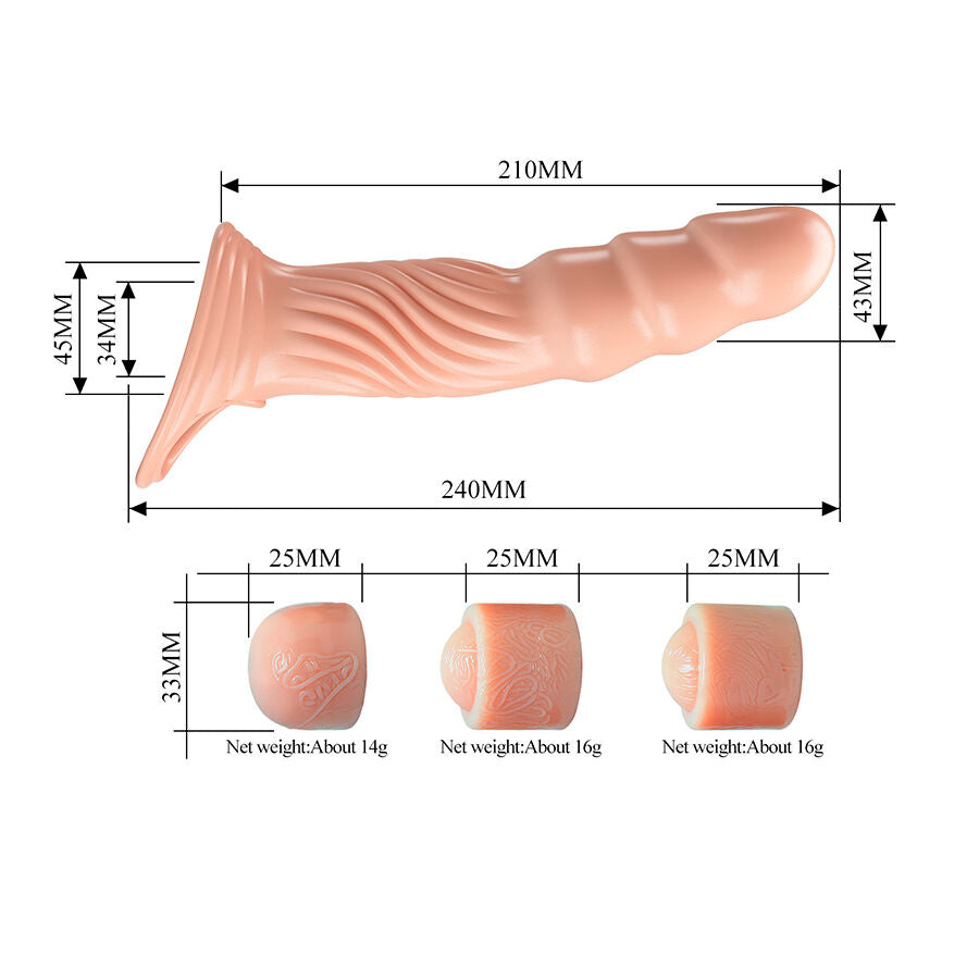 PRETTY LOVE - TEXTURED PENIS SHEATH WITH EXTENDERS