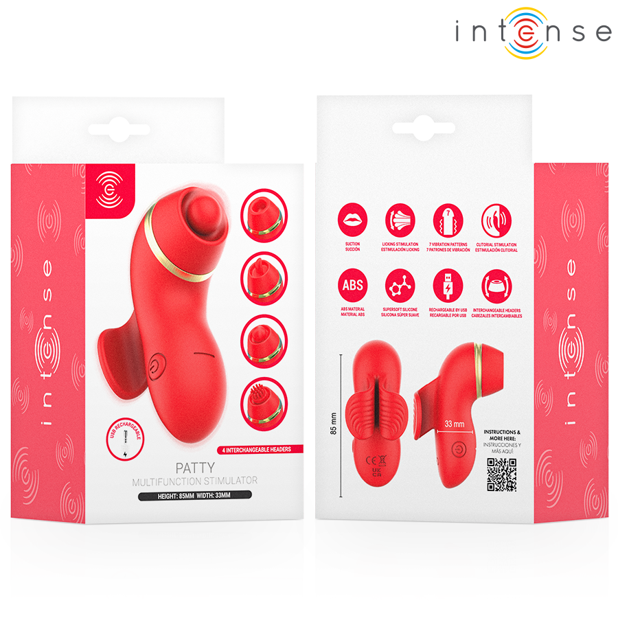 INTENSE - PATTY STIMULATOR WITH 4 HEADS, SUCTION, TAPPING, TICKLING AND LICKING