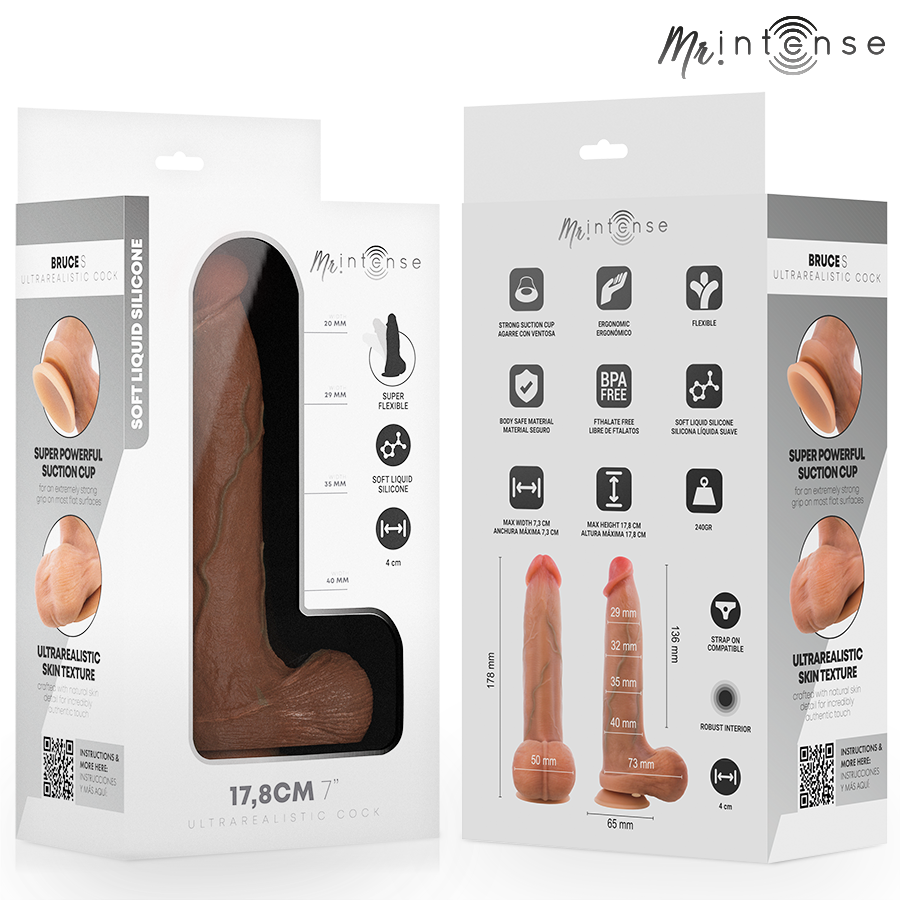 MR INTENSE - BRUCE S SILICONE DILDO WITH TESTICLES 17.8 CM -Ø- 4 CM