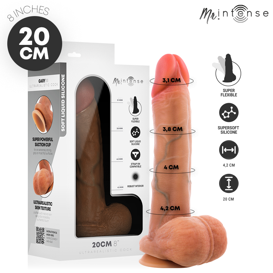 MR INTENSE - GARY M ULTRA-REALISTIC SILICONE COCK WITH TESTICLES 20 CM -Ø- 4.2 CM