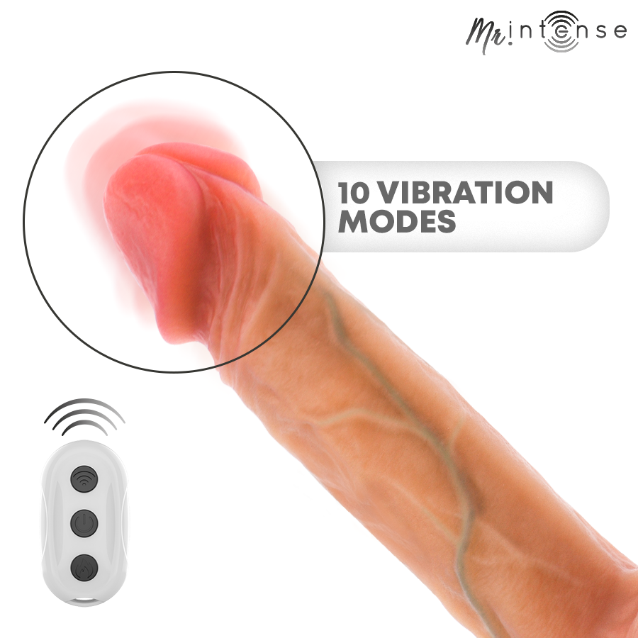MR INTENSE - LOGAN VIBRATOR DILDO SILICONE WITH HEAT EFFECT AND REMOTE CONTROL 20 CM -Ø- 4,1 CM