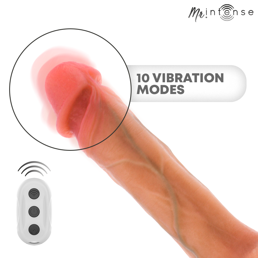 MR INTENSE - BRADLEY SILICONE VIBRATING DILDO WITH HEAT EFFECT AND REMOTE CONTROL 21 CM -Ø- 4.2 CM