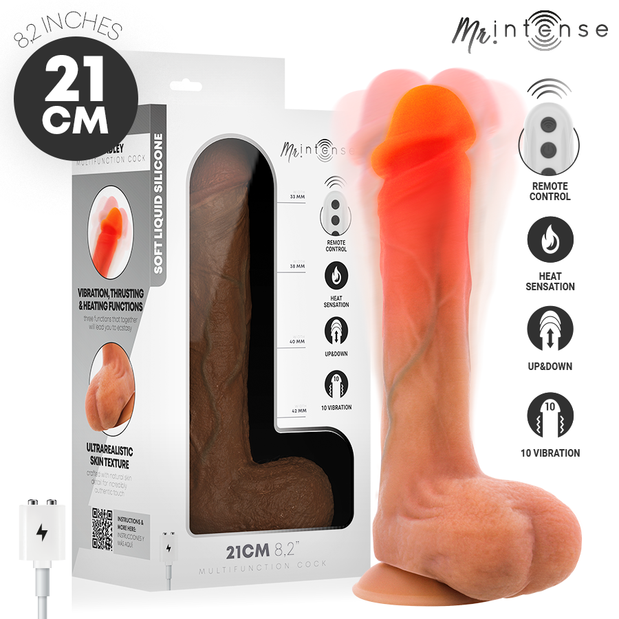 MR INTENSE - BRADLEY SILICONE VIBRATING DILDO WITH HEAT EFFECT AND REMOTE CONTROL 21 CM -Ø- 4.2 CM