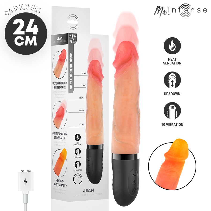 MR INTENSE - JEAN UP&DOWN VIBRATOR SILICONE WITH HEAT EFFECT 24 CM -Ø- 3.8 CM