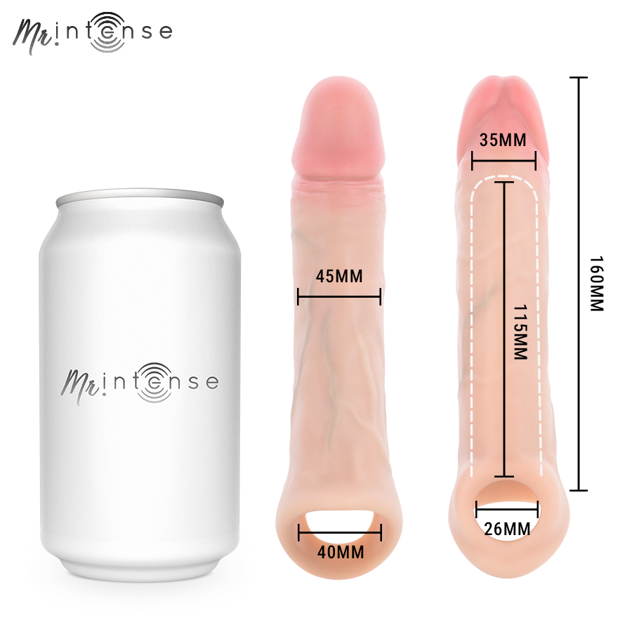MR INTENSE - ARNOLD L VIBRATOR SILICONE PENIS SLEEVE WITH REMOTE CONTROL 16 CM -Ø- 4.5 CM