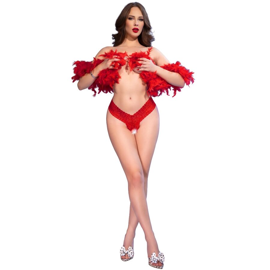 CHILIROSE - CR 4885 RED OPEN-CROTCH THONGS S