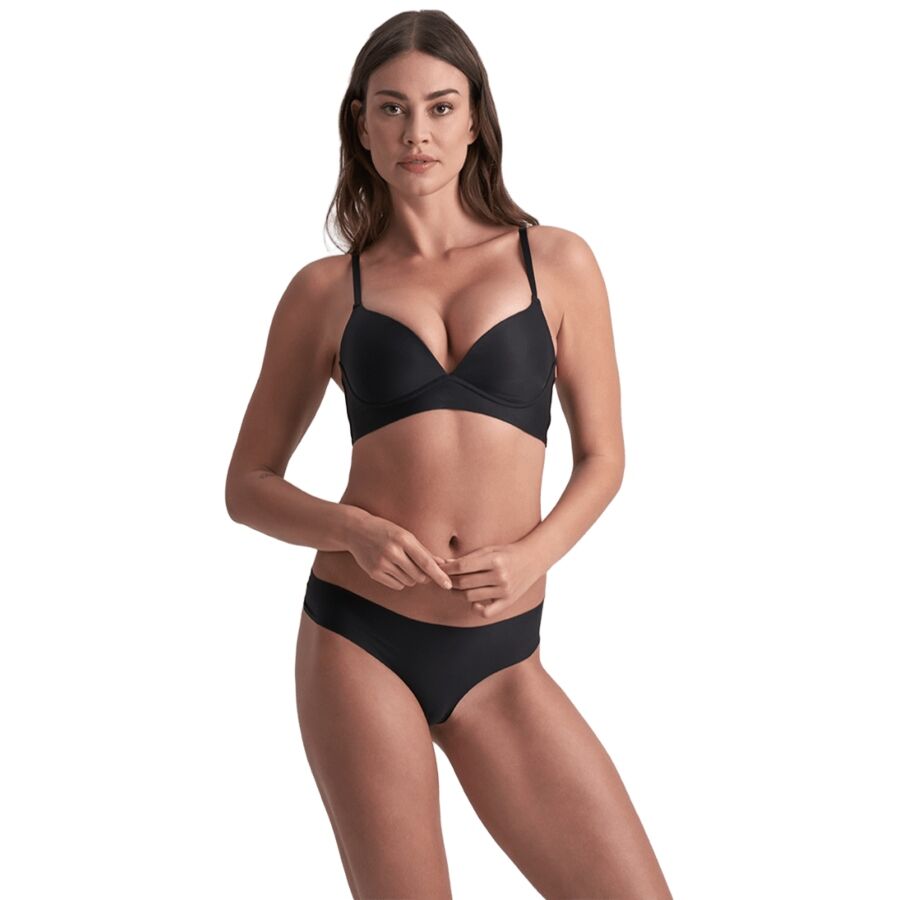 BYE-BRA - INVISIBLE THONG 2 PACK BEIGE & BLACK SIZE XL