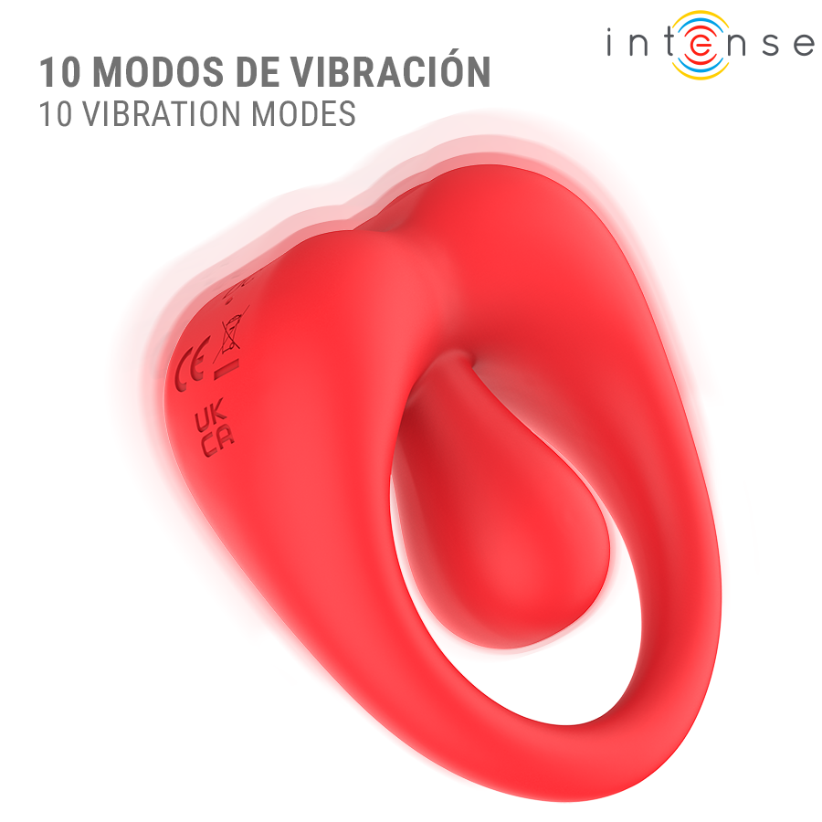 INTENSE - RUSSELL VIBRATING PENIS RING WITH CLITORIS STIMULATION RED