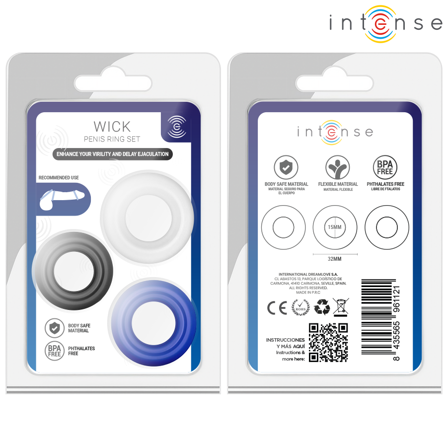INTENSE - WICK SET OF 3 PENIS RINGS VARIOUS COLORS