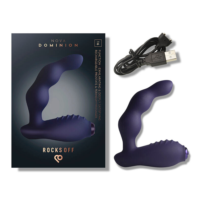 ROCKS-OFF - NOVA DOMINION RECHARGEABLE PROSTATE & PERINEUM MASSAGER 16 FUNCTION BLUE
